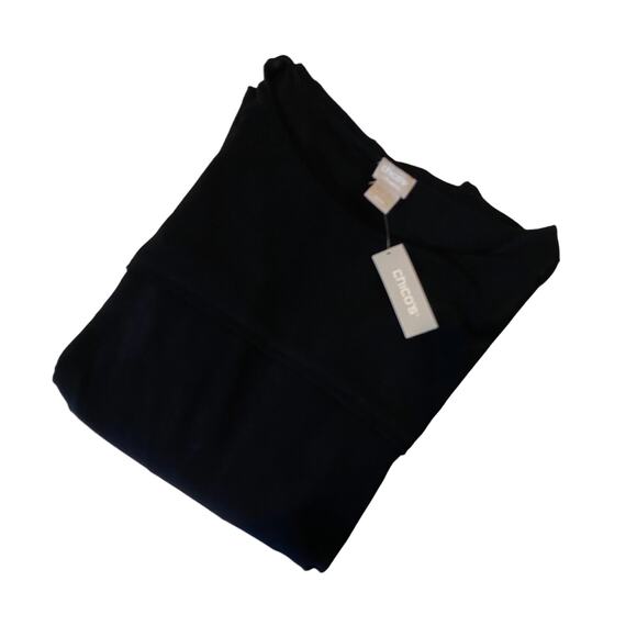 Chico’s NEW Travels Classic Capelet Tunic Top Plus Size 2X 12-14 Black Stretchy - Picture 8 of 14